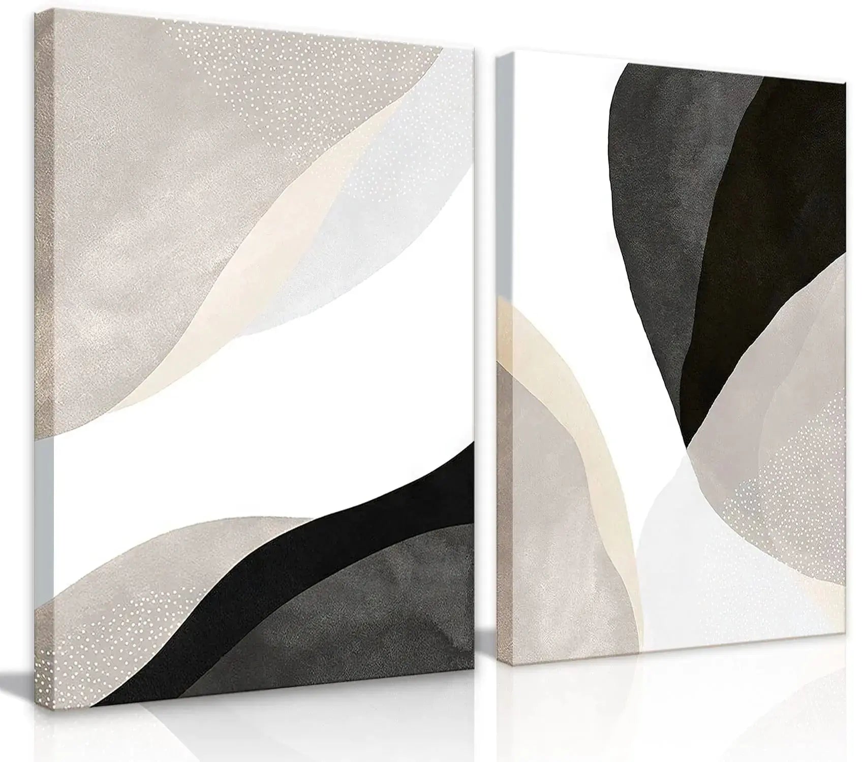 Chic Minimalist Canvas Art Duo - Modern Abstract Neutrals, Framed 12x16 HomeWares Hub