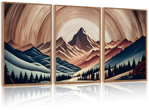 Mid Century Mountain Trio Canvas Art HomeWares Hub