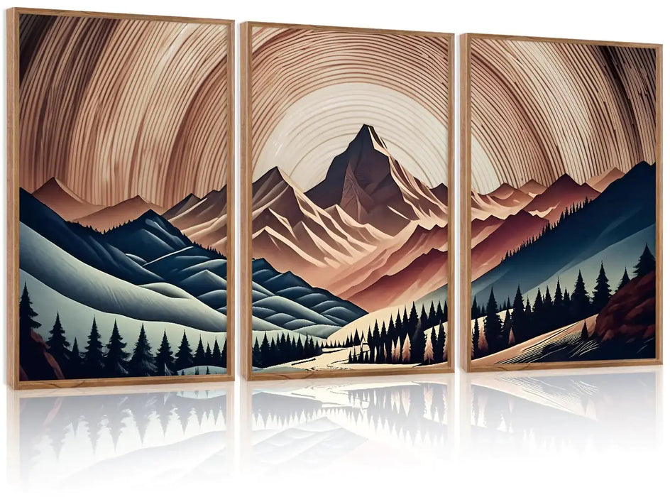 Mid Century Mountain Trio Canvas Art HomeWares Hub
