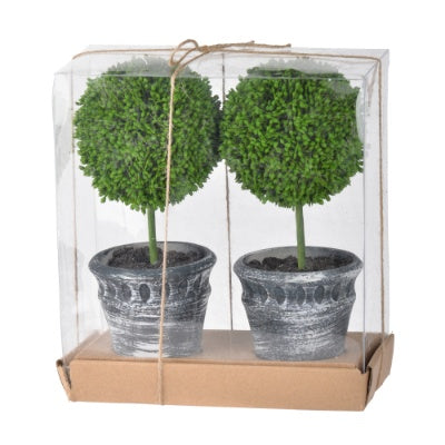 Mini Faux Boxwood Topiaries - Lush Decor for Any Space