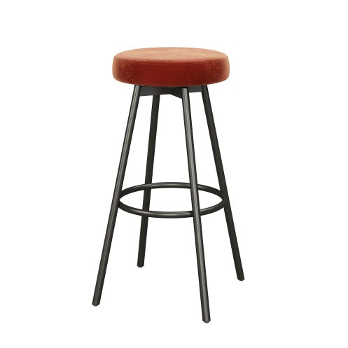 Rust Faux Velvet Bar Stool Set - Stylish Comfort for Chic Spaces