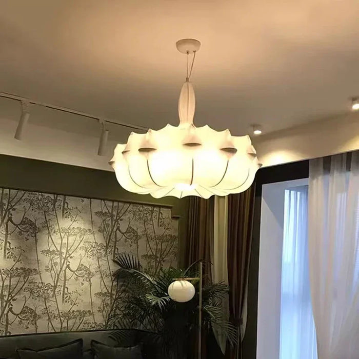 Modern Japanese Wabi-Sabi Silk Chandelier – Elegant Pendant Light for Living Room & Bedroom