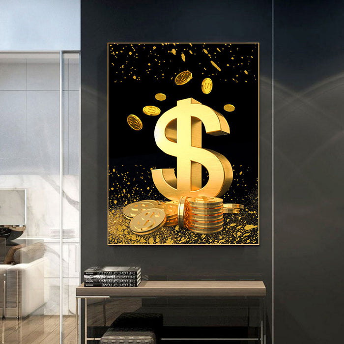 "Abstract Gold Coin Canvas Art - Stylish Decor for Trendsetters"