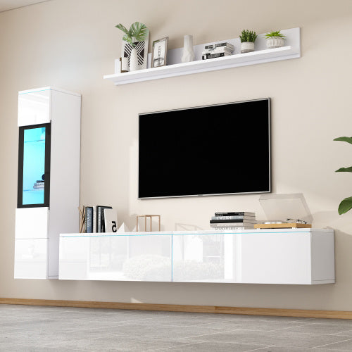 Modern LED TV Wall Unit Set - Stylish White Furniture for Living Rooms