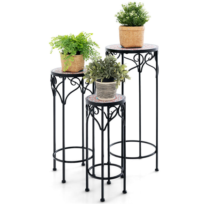 Elegant Ceramic-Topped Flower Stand Set for Garden Bliss