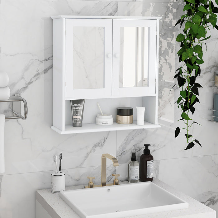 Elegant Bathroom Wall Cabinet with Double Mirrors | Space-Saving Storage for Modern Homes
