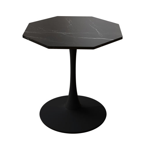 Modern Octagonal Coffee Table - Chic Black Marble Design, Ideal for Small Spaces