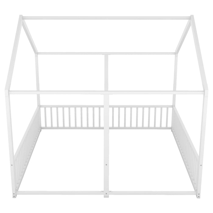 Metal Twin Size House Platform Beds, Two Shared Beds, White