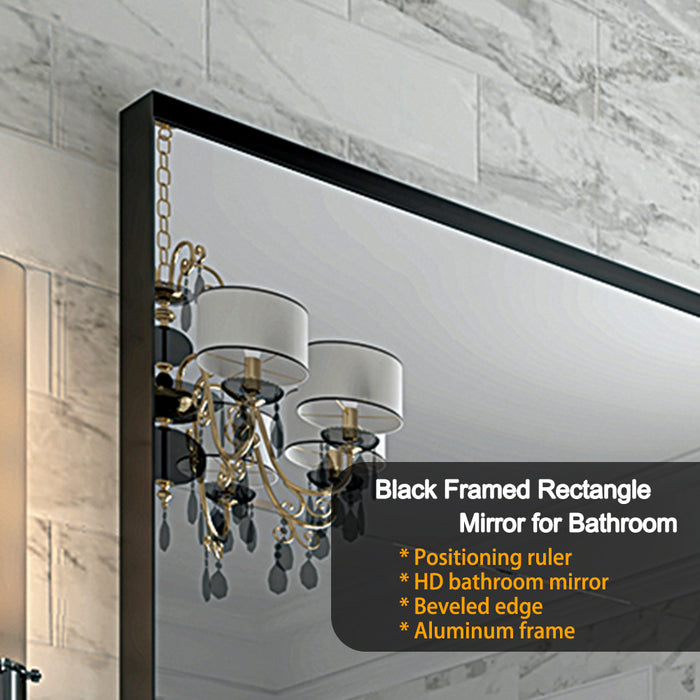 Glossy Black 40x30" Bathroom Mirror - Modern Luxury for You