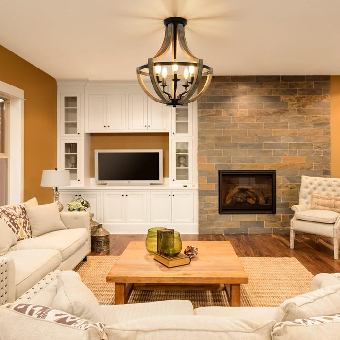 Solid Wood Modern Chandelier – Rustic Elegance by Welfel