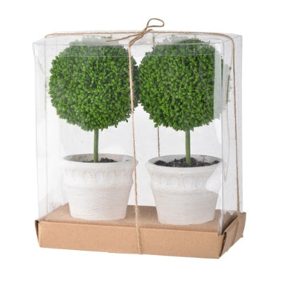 Mini Faux Boxwood Topiaries - Lush Decor for Any Space