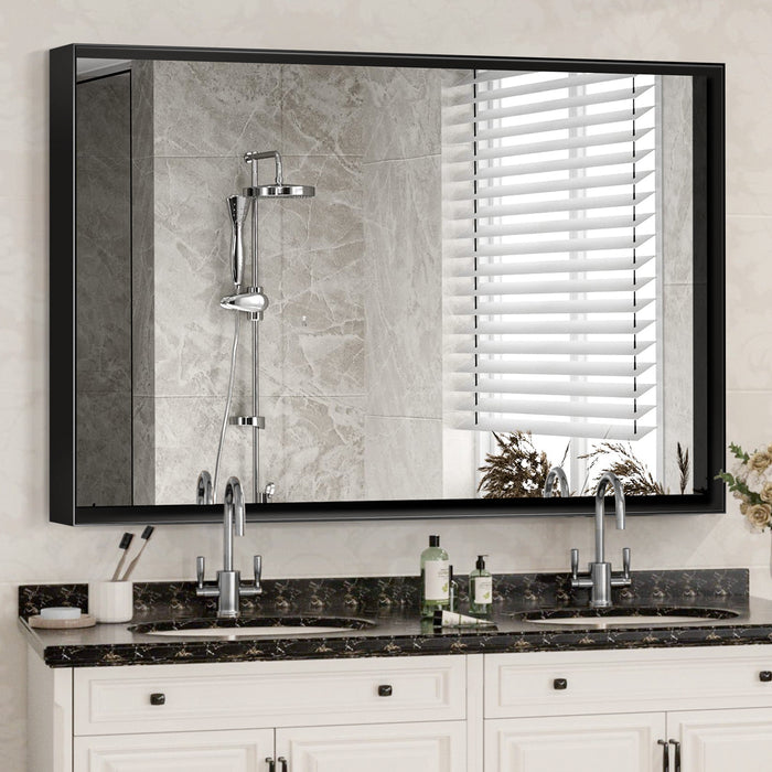 Glossy Black 40x30" Bathroom Mirror - Modern Luxury for You