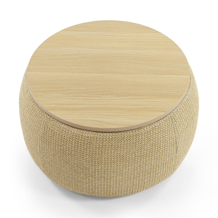 Natural 2-in-1 Ottoman & End Table – Stylish Storage Solution