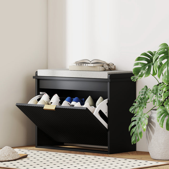Shoe Storage Bench with Cushion - Stylish Entryway Organizer