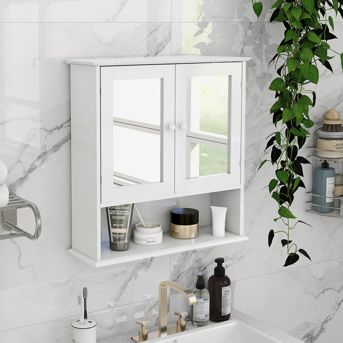 Elegant Bathroom Wall Cabinet with Double Mirrors | Space-Saving Storage for Modern Homes