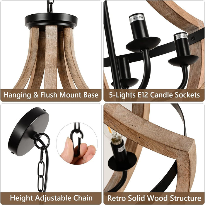 Solid Wood Modern Chandelier – Rustic Elegance by Welfel