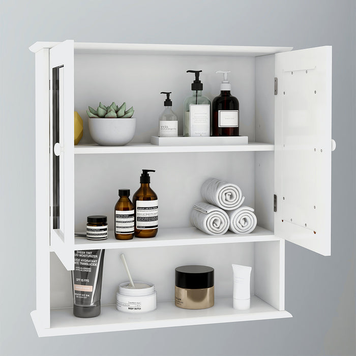 Elegant Bathroom Wall Cabinet with Double Mirrors | Space-Saving Storage for Modern Homes