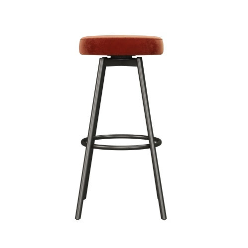 Rust Faux Velvet Bar Stool Set - Stylish Comfort for Chic Spaces