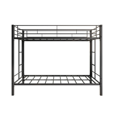 Metal Bunk Bed Twin Over Twin, Heavy Duty Twin Bunk Beds With Shelf And Slatted Support No Box Spring Needed Black