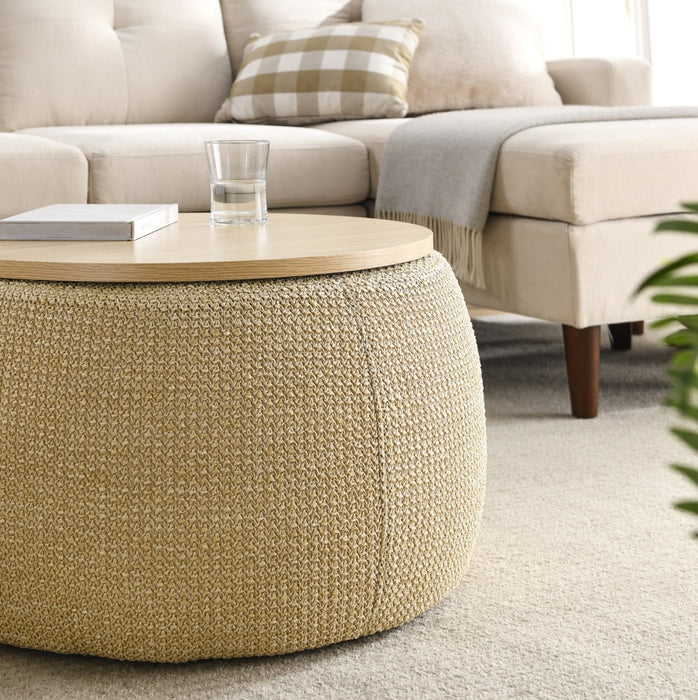 Natural 2-in-1 Ottoman & End Table – Stylish Storage Solution