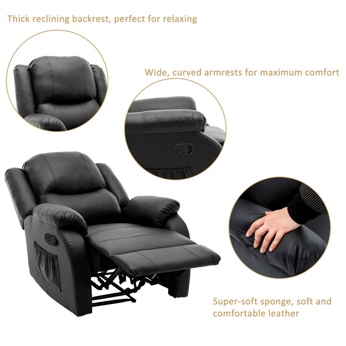 Elderly Recliner Chair – Adjustable Comfort & Storage – Black