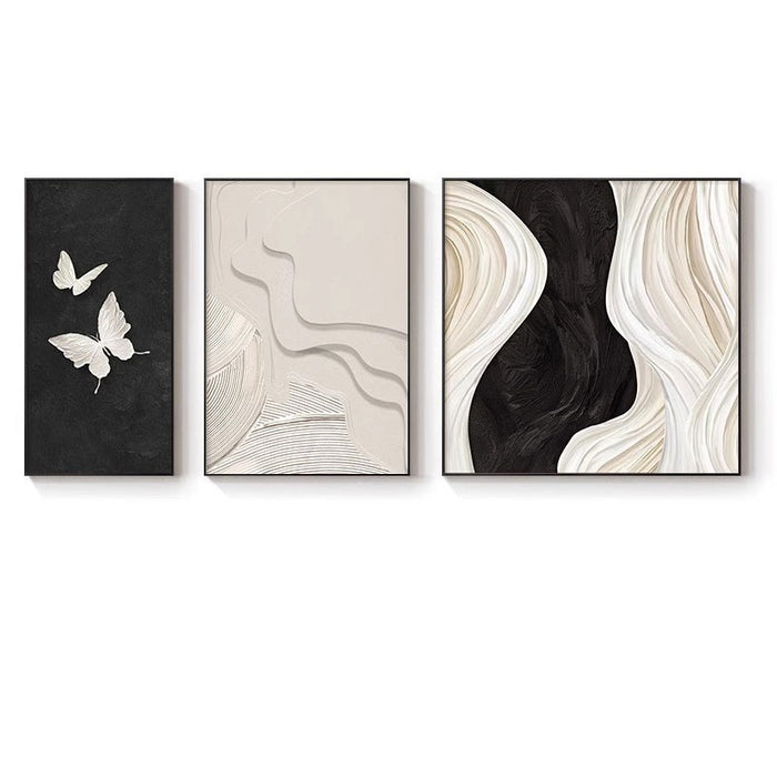 Modern Minimalist Black White And Gray Abstract Painting For Living Room Decor A Contemporary Tri Tone Wall Art