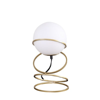 Glass Globe Gold Spiral Table Lamp - Chic LED Elegance for Bedrooms