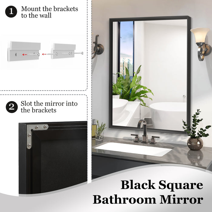 Glossy Black 40x30" Bathroom Mirror - Modern Luxury for You