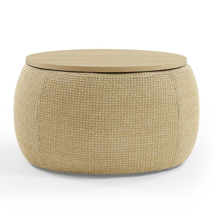 Natural 2-in-1 Ottoman & End Table – Stylish Storage Solution