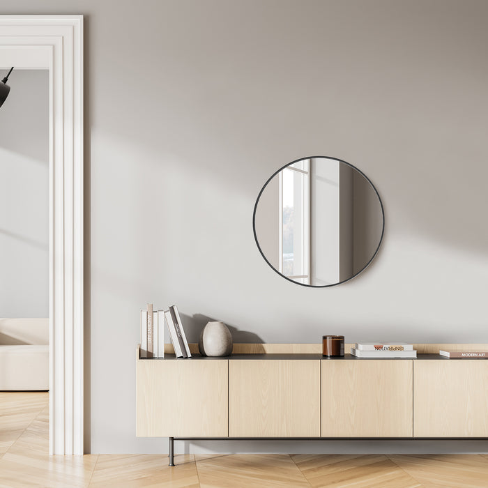Elegant 20-Inch Black Circular Wall Mirror by ZHUMI - Stylish & Durable for Modern Spaces